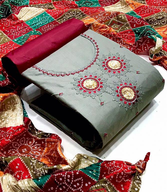 Tcvt Cotton Embroidery 1 Festive Wear Heavy Cotton With Embroidery Work Dress Material